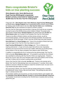 Stars congratulate Bristol`s kids on tree planting success