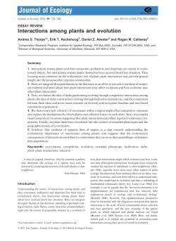 Interactions among plants and evolution