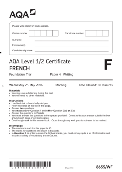 Level 1/2 Certificate French Question paper Paper 4