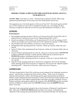 hormel foods achieves record fourth quarter and full year results