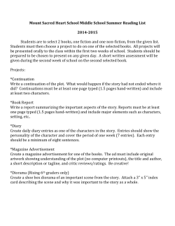 Mount Sacred Heart School Middle School Summer Reading List