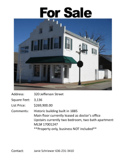 Address: 320 Jefferson Street Square Feet: 3,136 List Price