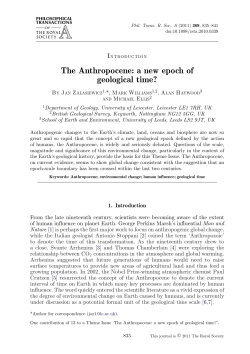 The Anthropocene: a new epoch of geological time?