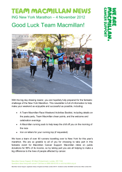 New York Marathon Newsletter