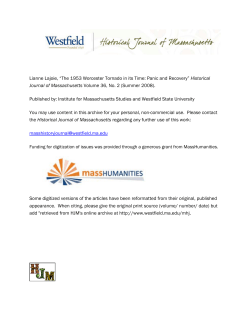 Lianne Lajoie, &ldquo;The 1953 Worcester Tornado in its Time: Panic and