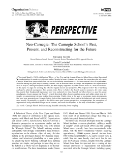 Neo-Carnegie: The Carnegie School`s Past