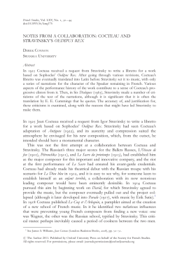 notes from a collaboration: cocteau and stravinsky`s oedipus rex