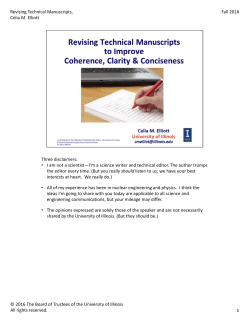 Revising Technical Manuscripts, Celia M. Elliott Fall 2016 &copy; 2016
