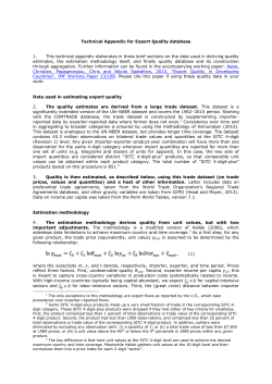 Technical Appendix for Export Quality database Data used