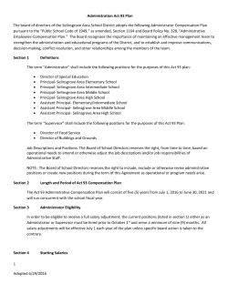 Administration Act 93 Plan - Selinsgrove Area School District