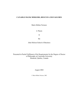 CANADIAN BANK MERGERS, RESCUES AND FAILURES
