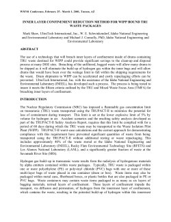 inner layer confinement reduction method for wipp bound tru waste