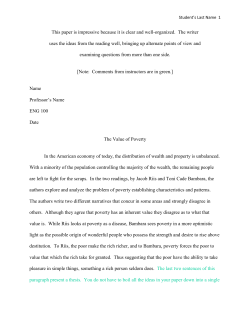 The Value of Poverty