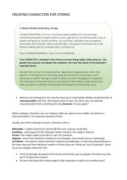 CREATING CHARACTERS FOR STORIES