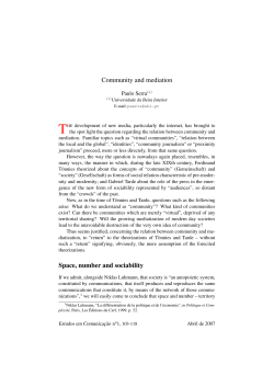 Community and mediation Space, number and sociability