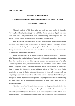 Summary of doctoral thesis LUCYNA ROG&Oacute;Ż