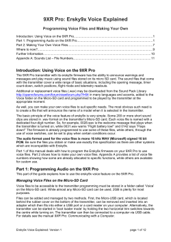 9XR Pro: Using Voice with Ersky9x