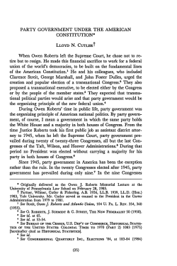 Party Government under the American Constitution