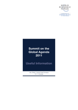 Summit on the Global Agenda 2011 Useful Information - WEF