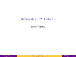 Mathematics 1E2: Lecture 3