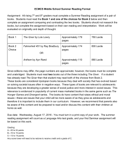 ECMCS Middle School Summer Reading Format Assignment: All