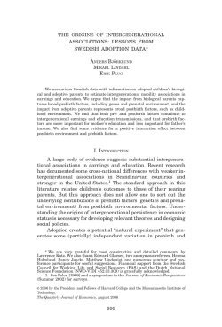 THE ORIGINS OF INTERGENERATIONAL ASSOCIATIONS
