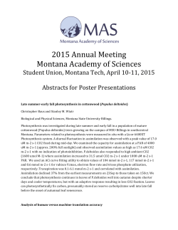 Academy Poster Abstracts - Montana Academy of Sciences