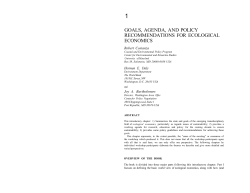 goals, agenda, and policy recommendations for ecological economics