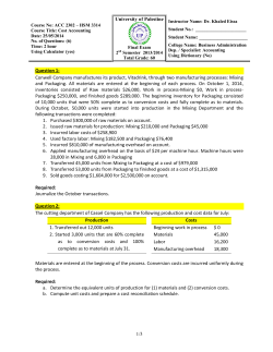 University of Palestine 1/3 Question 1: Conwell Company