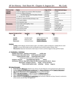 AP Art History Unit Sheet #4 ‐ Chapter 4: Aegean Art Ms. Cook