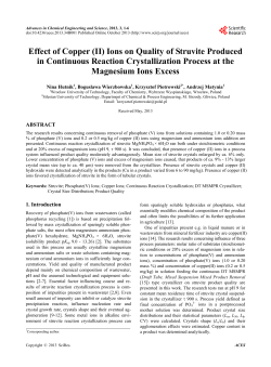 Effect of Copper (II) Ions on Quality of Struvite Produced in