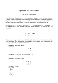 Logarithms and Exponentials