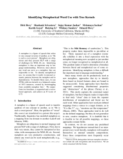 Identifying Metaphorical Word Use with Tree Kernels