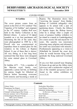 Newsletter December 2010 - Derbyshire Archaeological Society