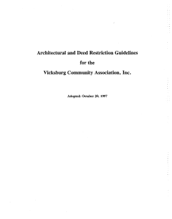 Architectural and Deed Restriction Guidelines for the Vicksburg