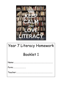 Year 7 Literacy Homework Booklet 1