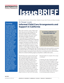 Informal Child Care Arrangements and Support in California