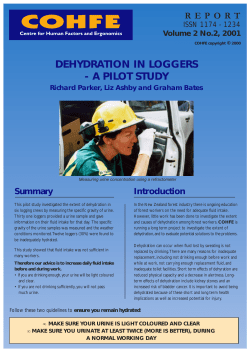 dehydration in loggers - a pilot study
