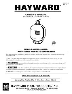 Hayward Pro&trade; Series High-Rate Sand Filters