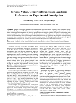 Academic choice, Career Choice, Extrinsic values, Intrinsic values