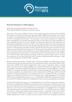 Recursive Possessives in Child Japanese Akiko Terunuma (Daito