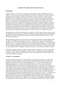 1 Genetics in Prevention and Treatment of Cancer Introduction