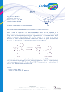 Synonyms: 2-Nitrophenyl &beta;-D-galactopyranoside
