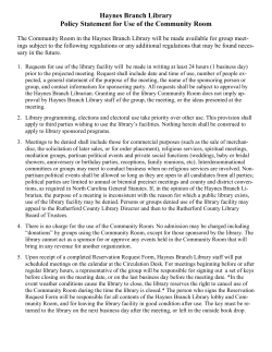 Haynes Branch Library Community Room Policy and Form