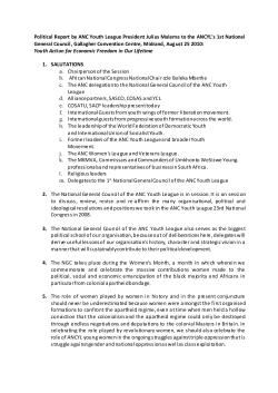 Political Report by ANC Youth League President Julius Malema to