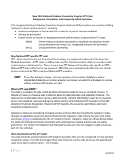 New 2016 National Diabetes Prevention Program