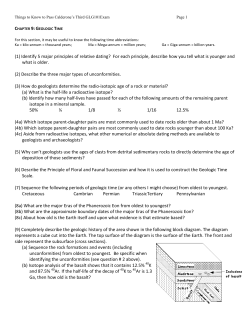 (1) Identify 5 major principles of relative dating? For each principle