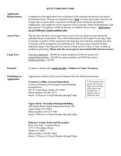 KENT PARK DOG PARK Application Requirements