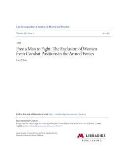 Free a Man to Fight: The Exclusion of Women from Combat