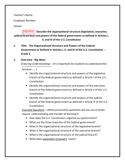Law Studies Lesson 8- Structure of U.S. Government